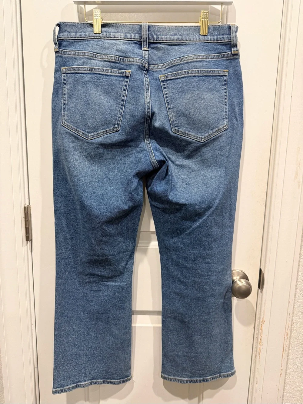 J. Crew Mid-Rise Flare Crop Jeans Size 29 Medium Wash Stretch Denim